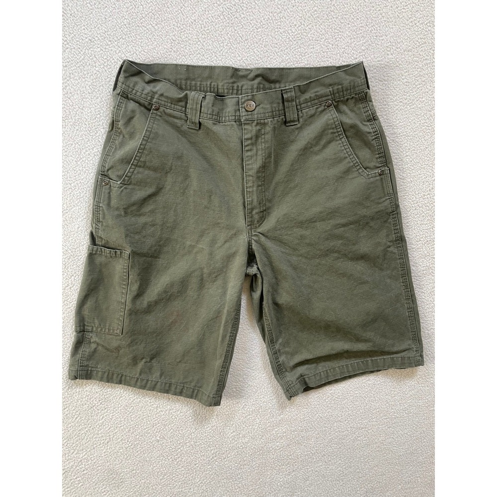 Key Mens‎ 32 Cargo Shorts Olive Green Ripstop Cotton Canvas Utility Carpenter